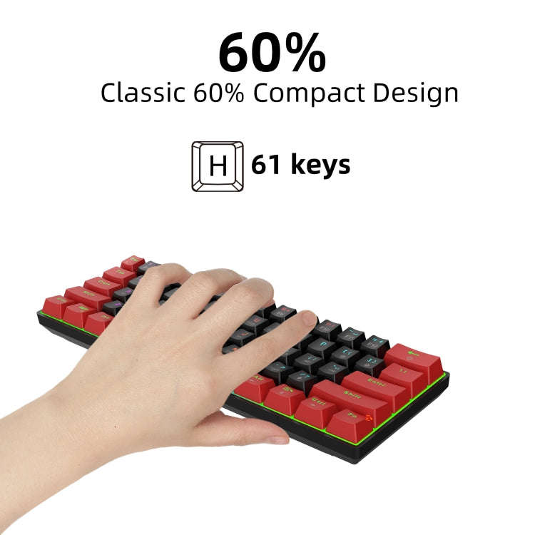 HXSJ V900 61 Keys Cool Lighting Effect Mechanical Wired Keyboard (Black Red)