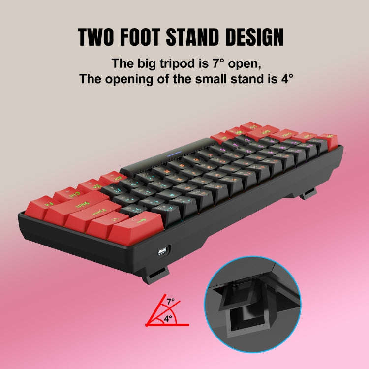HXSJ V900 61 Keys Cool Lighting Effect Mechanical Wired Keyboard (Black Red)