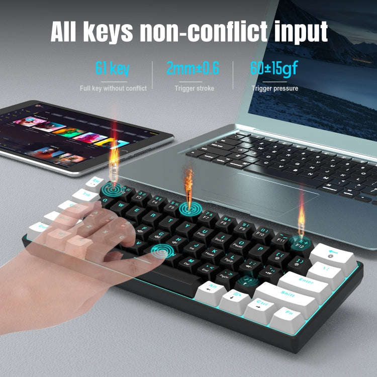 HXSJ V900 61 Keys Cool Lighting Effect Mechanical Wired Keyboard (Black White)