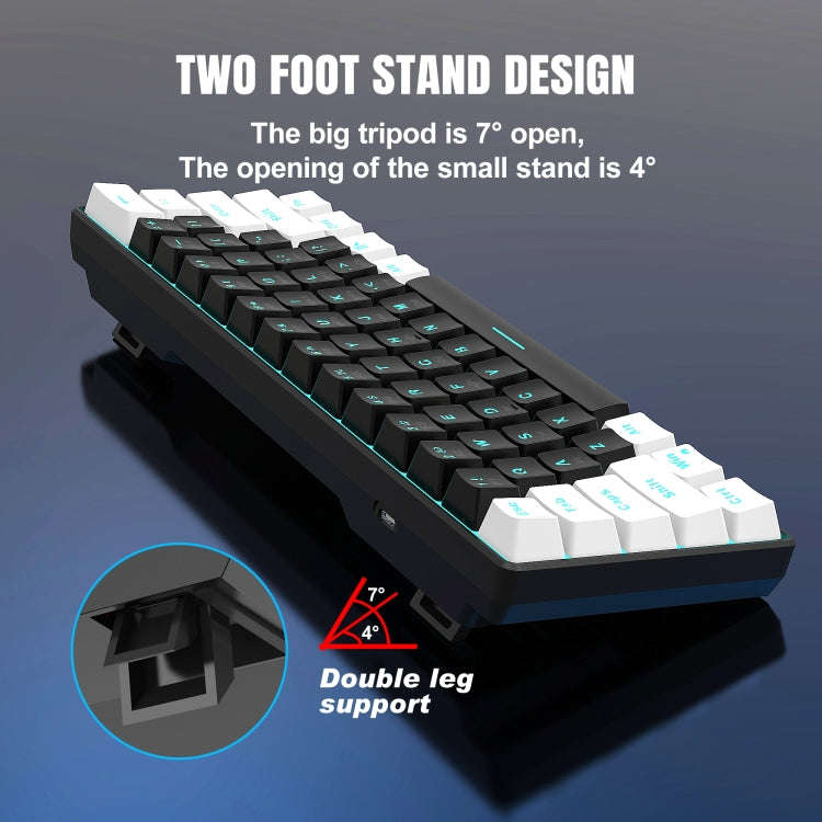 HXSJ V900 61 Keys Cool Lighting Effect Mechanical Wired Keyboard (Black White)