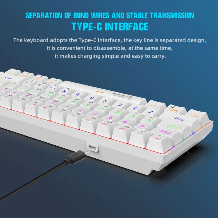 HXSJ V900 61 Keys Cool Lighting Effect Mechanical Wired Keyboard(White)