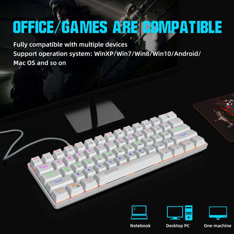HXSJ V900 61 Keys Cool Lighting Effect Mechanical Wired Keyboard(White)