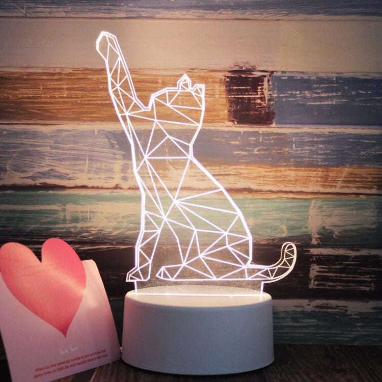 White Base Creative 3D Tricolor LED Decorative Night Light, Plug Version, Shape:Cat(White-Warm-Wa...