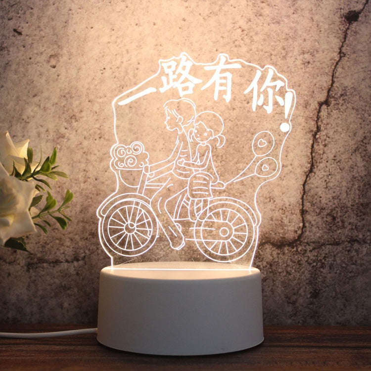 White Base Creative 3D Tricolor LED Decorative Night Light, Plug Version, Shape:Have You All the ...