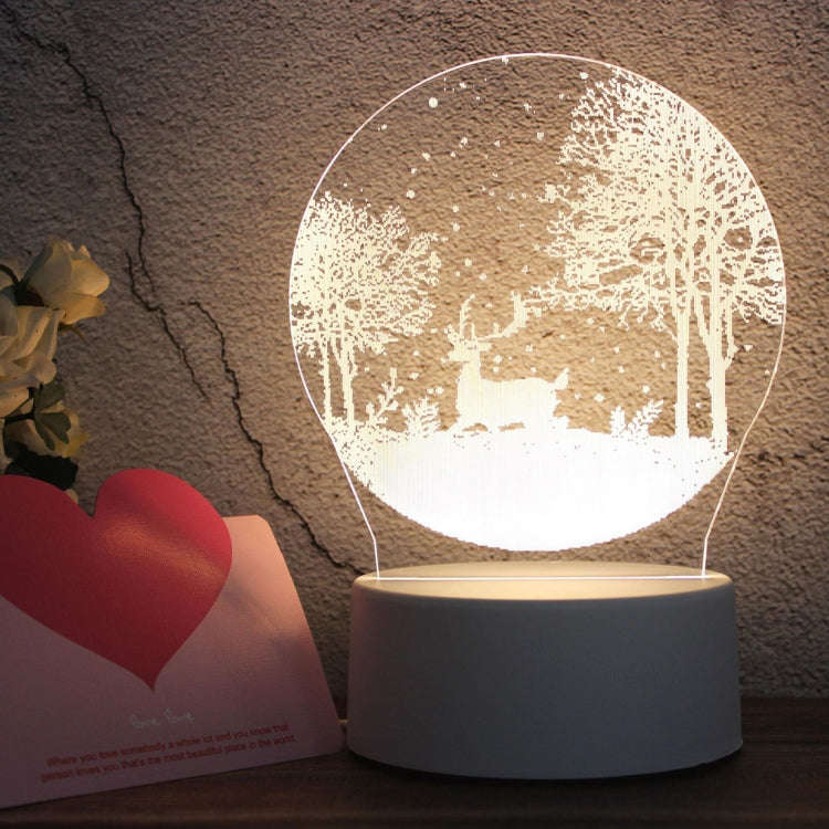 White Base Creative 3D Tricolor LED Decorative Night Light, Plug Version, Shape:Snow Deer 01(Whit...
