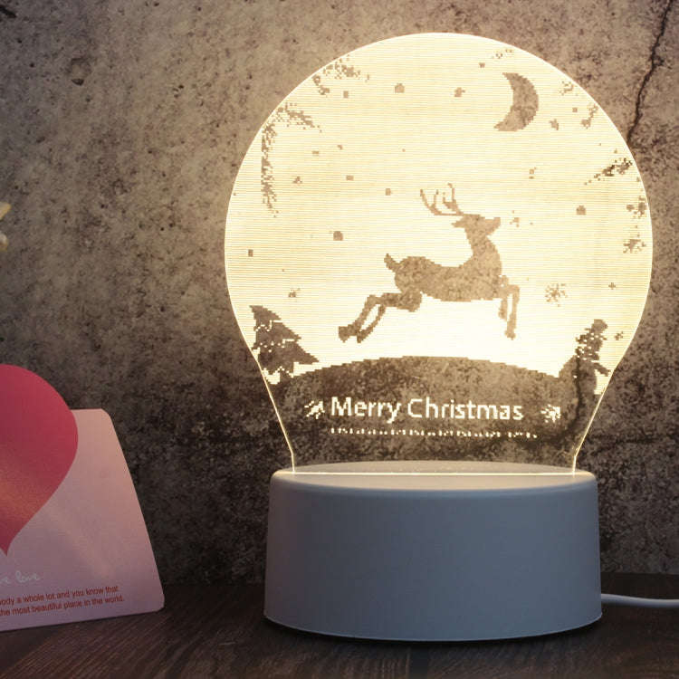 White Base Creative 3D Tricolor LED Decorative Night Light, Plug Version, Shape:Christmas Deer 01...