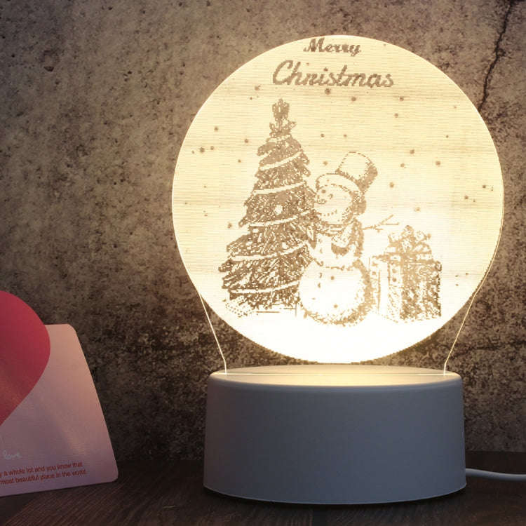 White Base Creative 3D Tricolor LED Decorative Night Light, Plug Version, Shape:Christmas Snowman...