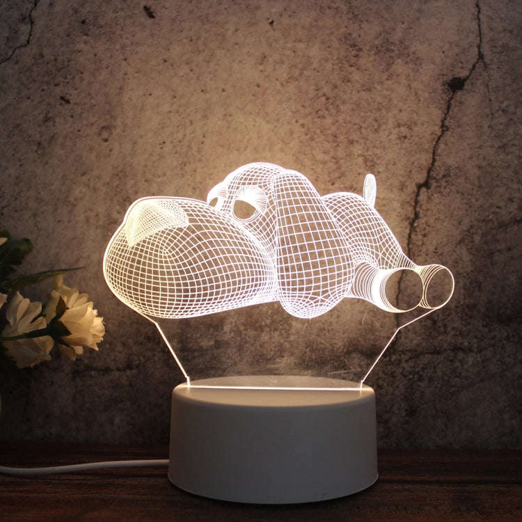 White Base Creative 3D Tricolor LED Decorative Night Light, Button Plug Version, Shape:Pug(White-...