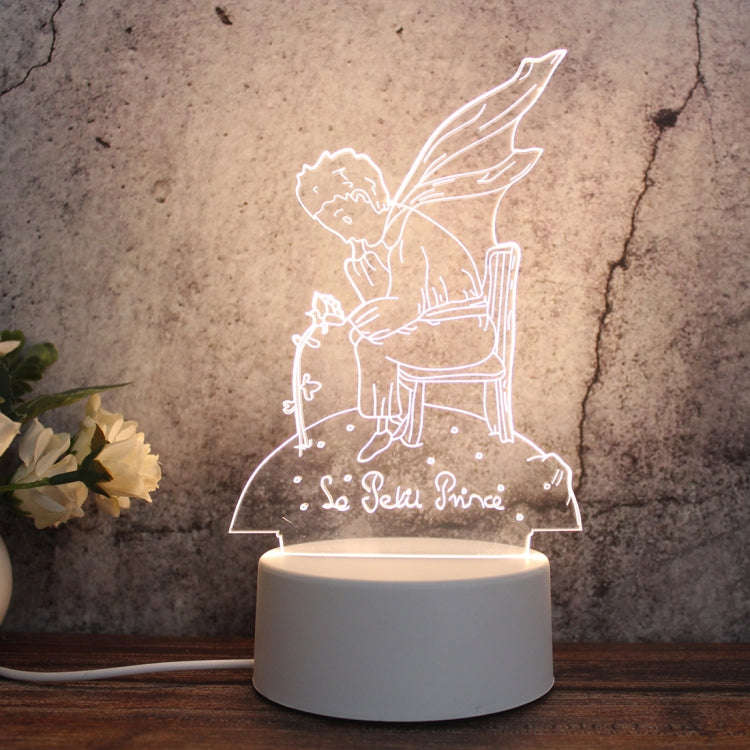 White Base Creative 3D Tricolor LED Decorative Night Light, Button Plug Version, Shape:Prince(Whi...