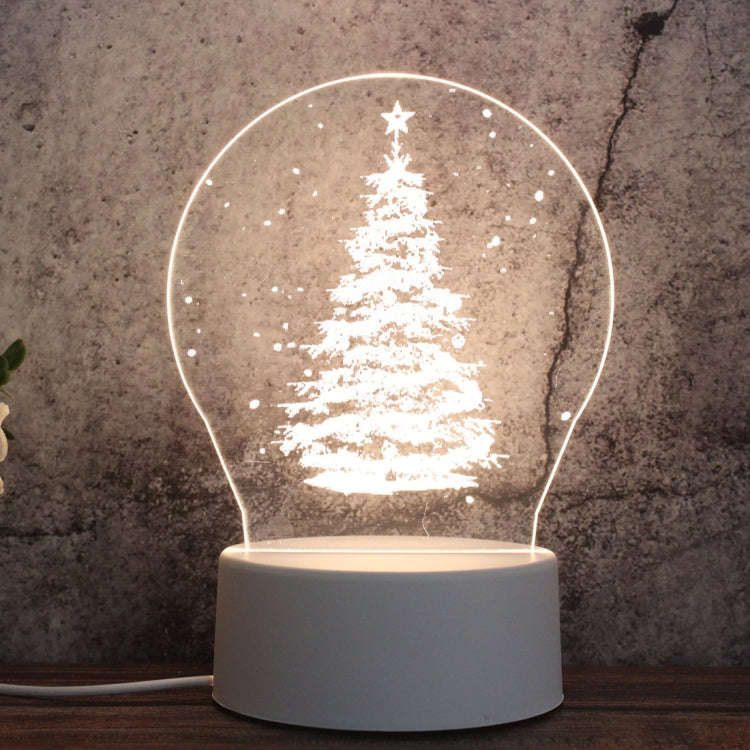 White Base Creative 3D Tricolor LED Decorative Night Light, Button Plug Version, Shape:Christmas ...
