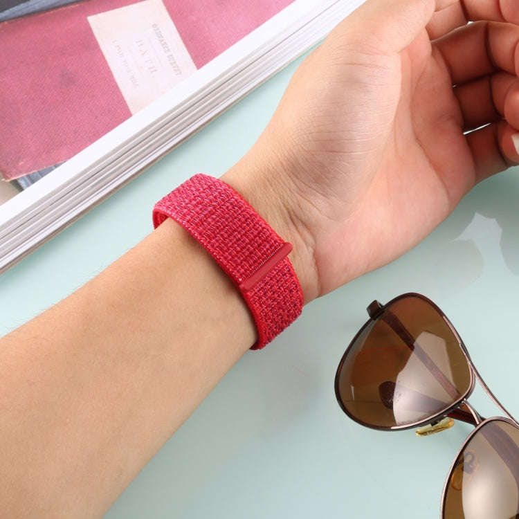 For Fitbit Versa / Versa 2 Nylon Watch Band with Hook and Loop Fastener(Red)