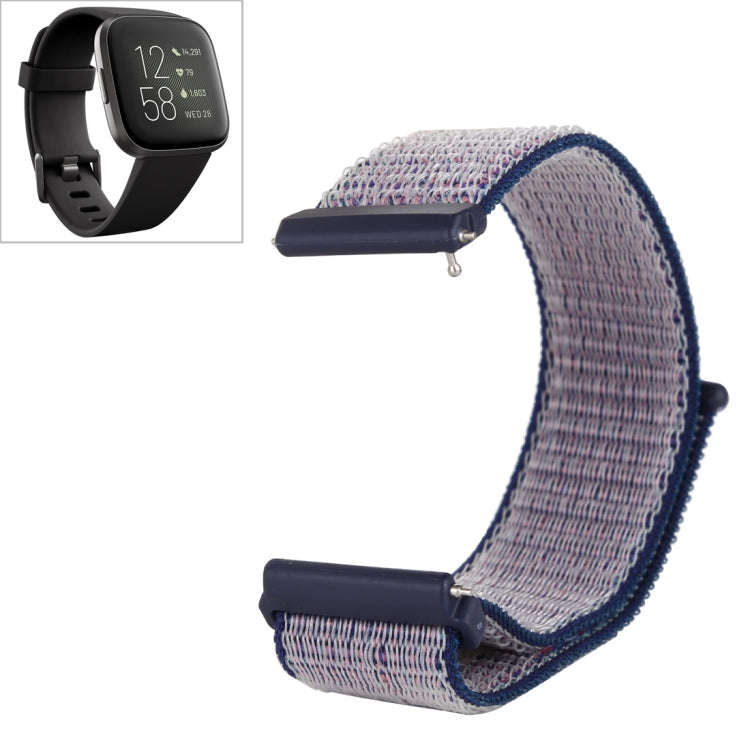 For Fitbit Versa / Versa 2 Nylon Watch Band with Hook and Loop Fastener(Blue Grey)