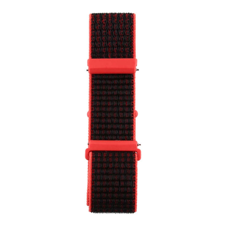 For Fitbit Versa / Versa 2 Nylon Watch Band with Hook and Loop Fastener(Black Red)