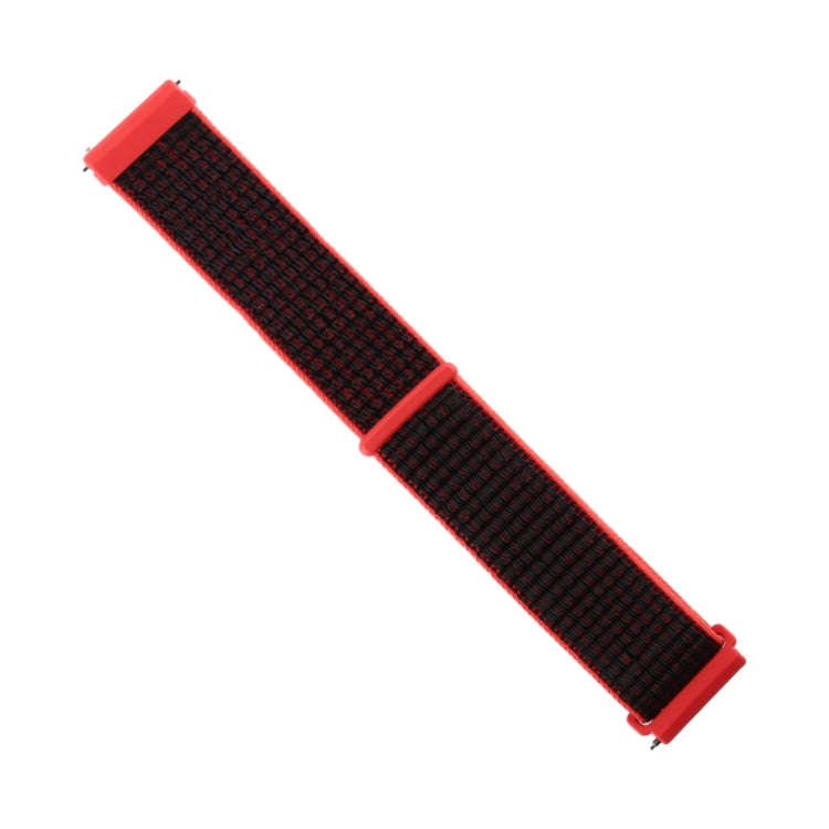 For Fitbit Versa / Versa 2 Nylon Watch Band with Hook and Loop Fastener(Black Red)