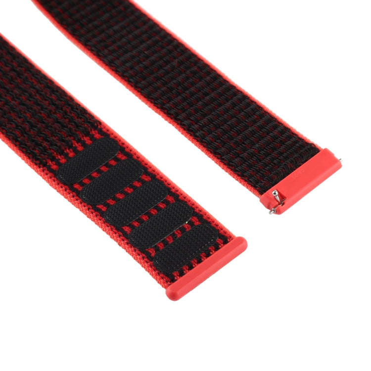 For Fitbit Versa / Versa 2 Nylon Watch Band with Hook and Loop Fastener(Black Red)