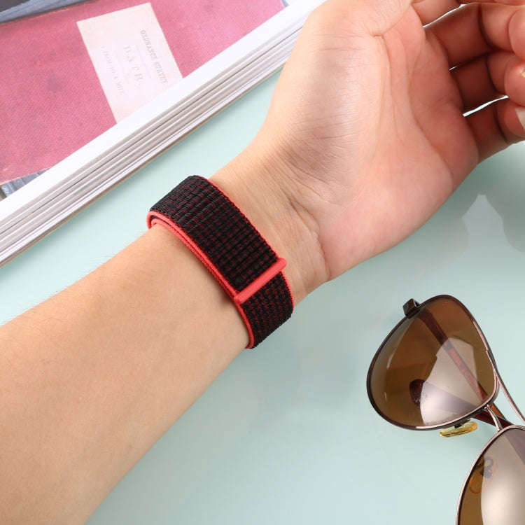 For Fitbit Versa / Versa 2 Nylon Watch Band with Hook and Loop Fastener(Black Red)