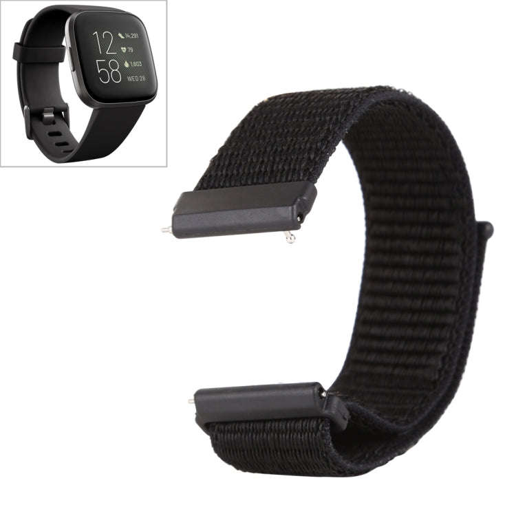 For Fitbit Versa / Versa 2 Nylon Watch Band with Hook and Loop Fastener(Black)