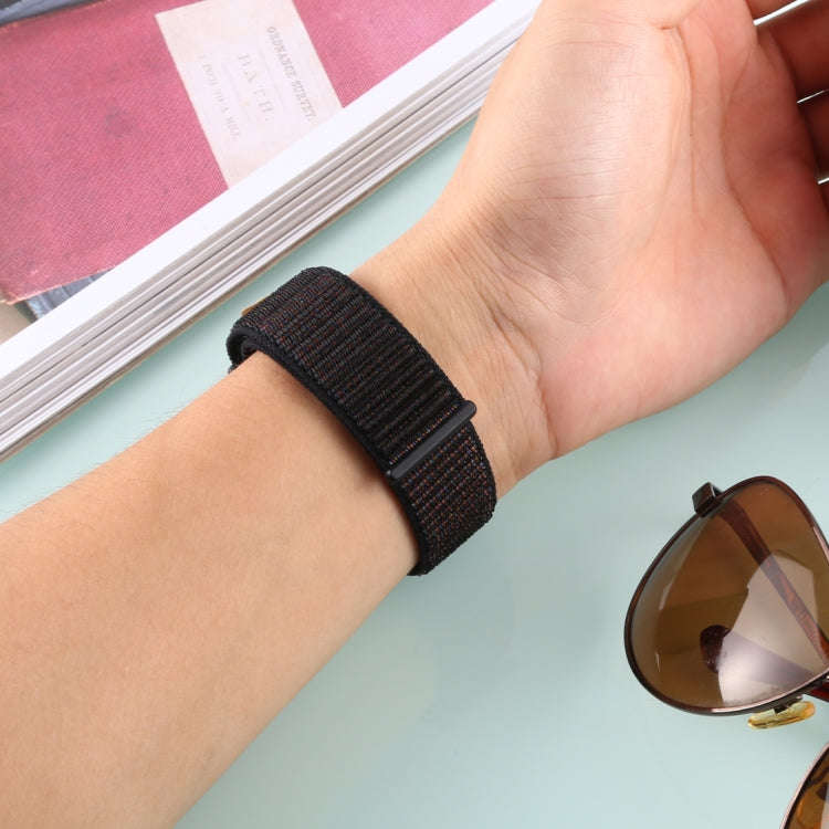 For Fitbit Versa / Versa 2 Nylon Watch Band with Hook and Loop Fastener(Black Brown)