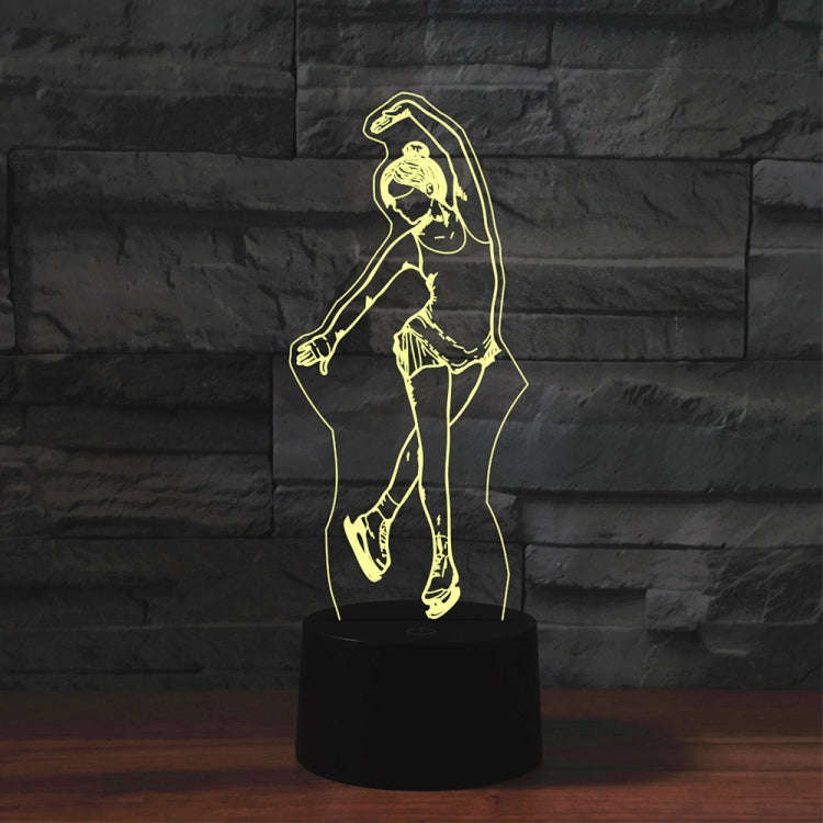Black Base Creative 3D LED Decorative Night Light, USB with Touch Button Version, Pattern:Ice Ska...