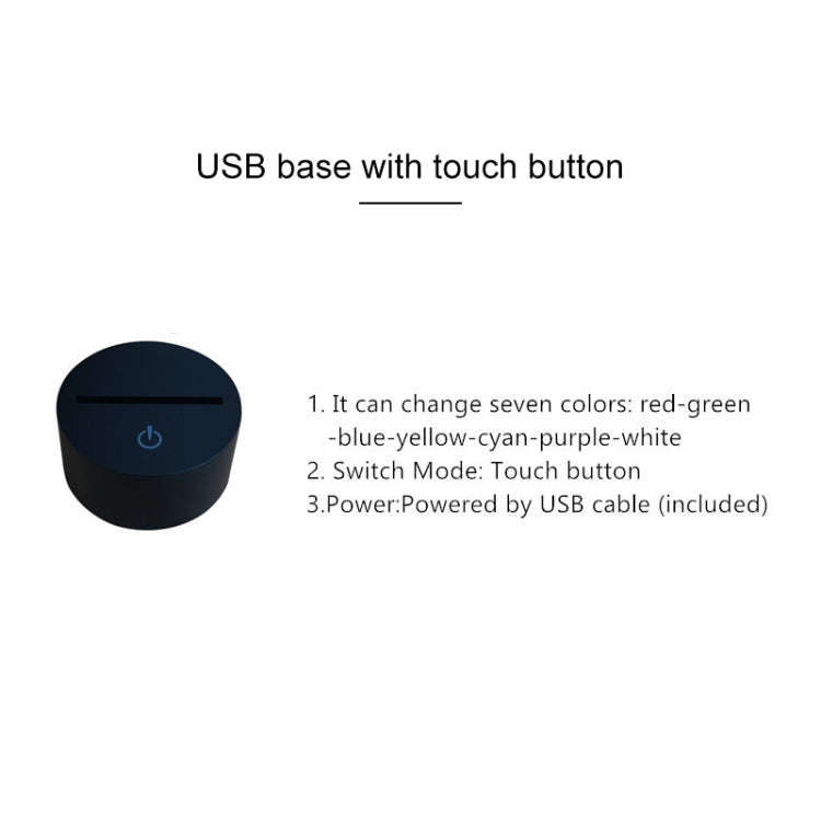 Black Base Creative 3D LED Decorative Night Light, USB with Touch Button Version, Pattern:Ice Ska...