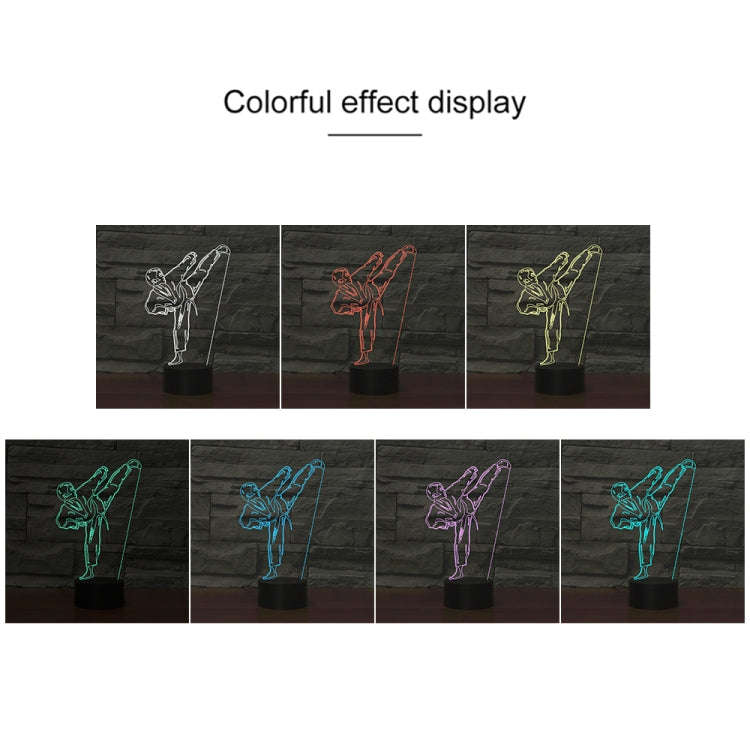 Black Base Creative 3D LED Decorative Night Light, Powered by USB and Battery, Pattern:Karate