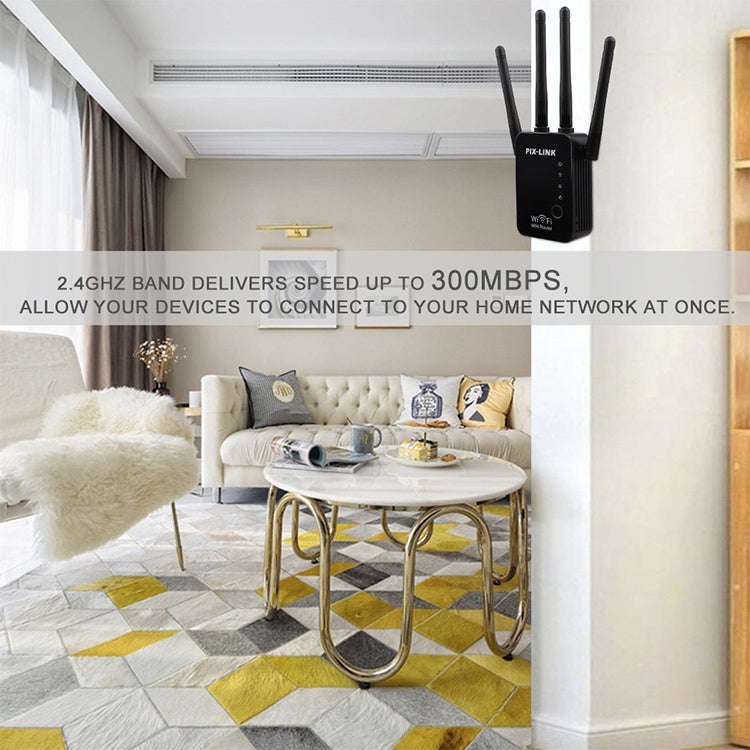 Wireless Smart WiFi Router Repeater with 4 WiFi Antennas, Plug Specification:EU Plug(White)