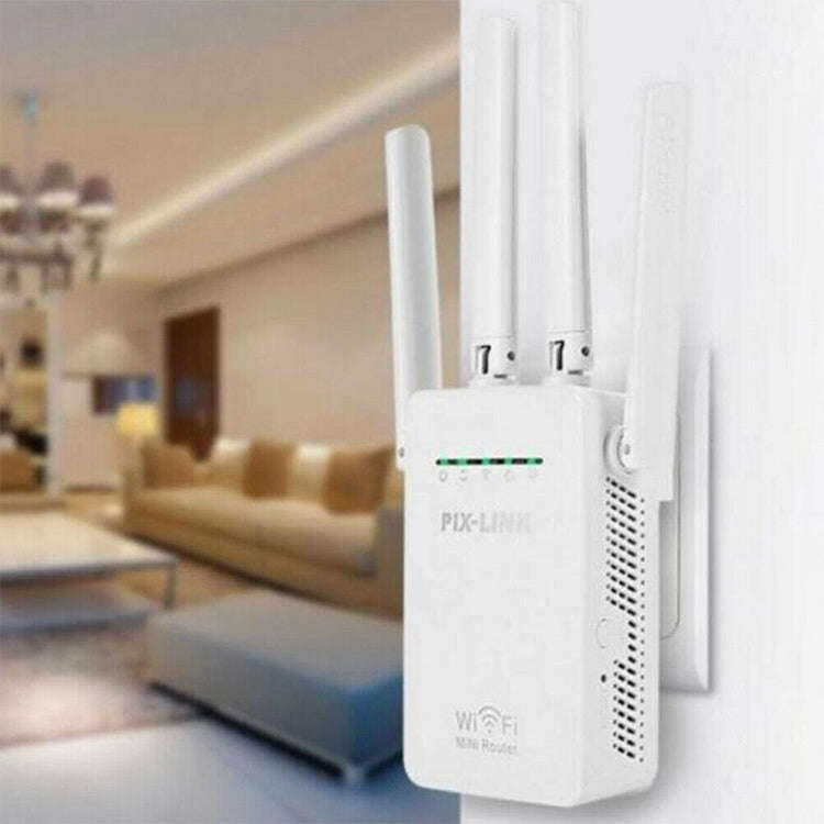 Wireless Smart WiFi Router Repeater with 4 WiFi Antennas, Plug Specification:EU Plug(White)