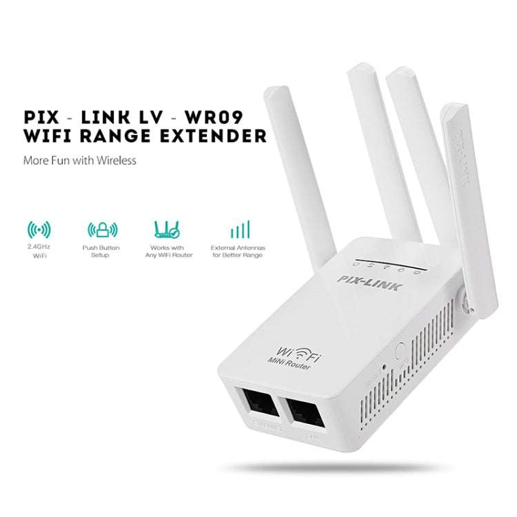 Wireless Smart WiFi Router Repeater with 4 WiFi Antennas, Plug Specification:UK Plug(White)