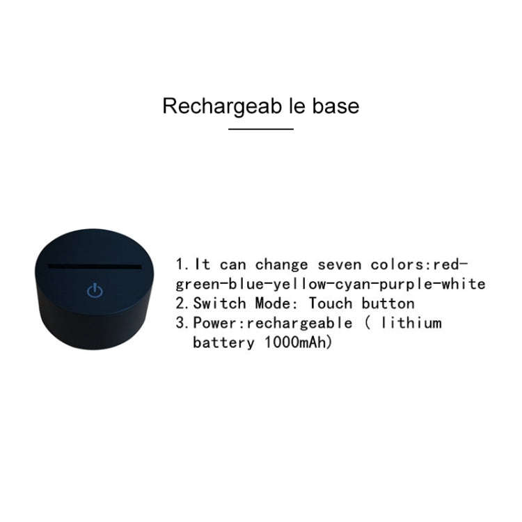 Black Base Creative 3D LED Decorative Night Light, Rechargeable with Touch Button, Pattern:Motorc...