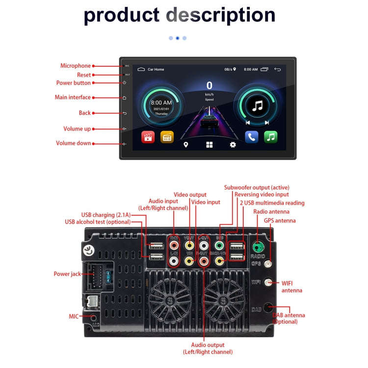 S-072A 7 inch IPS Screen Car Android Player GPS Navigation Bluetooth Touch Radio, Support Mirror ...