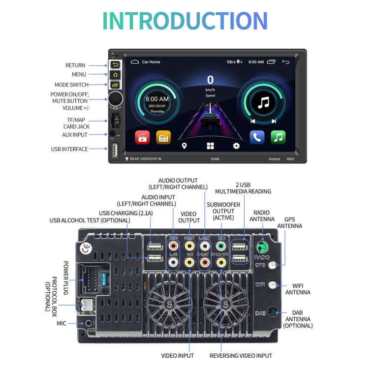 S-8802C 7 inch IPS Screen Car Android Player GPS Navigation Bluetooth Touch FM Radio CarPlay, Sup...