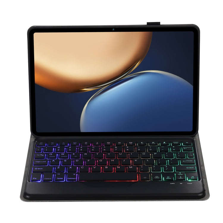 AHV7-BS Lambskin Texture Tri-color Backlight Bluetooth Keyboard Leather Tablet Case For Honor Pad...