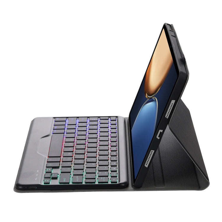 AHV7-BS Lambskin Texture Tri-color Backlight Bluetooth Keyboard Leather Tablet Case For Honor Pad...