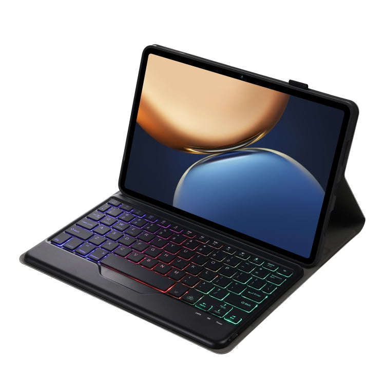 AHV7-BS Lambskin Texture Tri-color Backlight Bluetooth Keyboard Leather Tablet Case For Honor Pad...