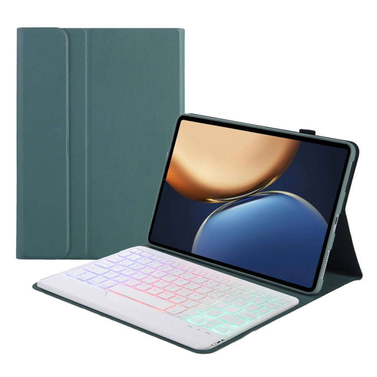 AHV7-BS Lambskin Texture Tri-color Backlight Bluetooth Keyboard Leather Tablet Case For Honor Pad...