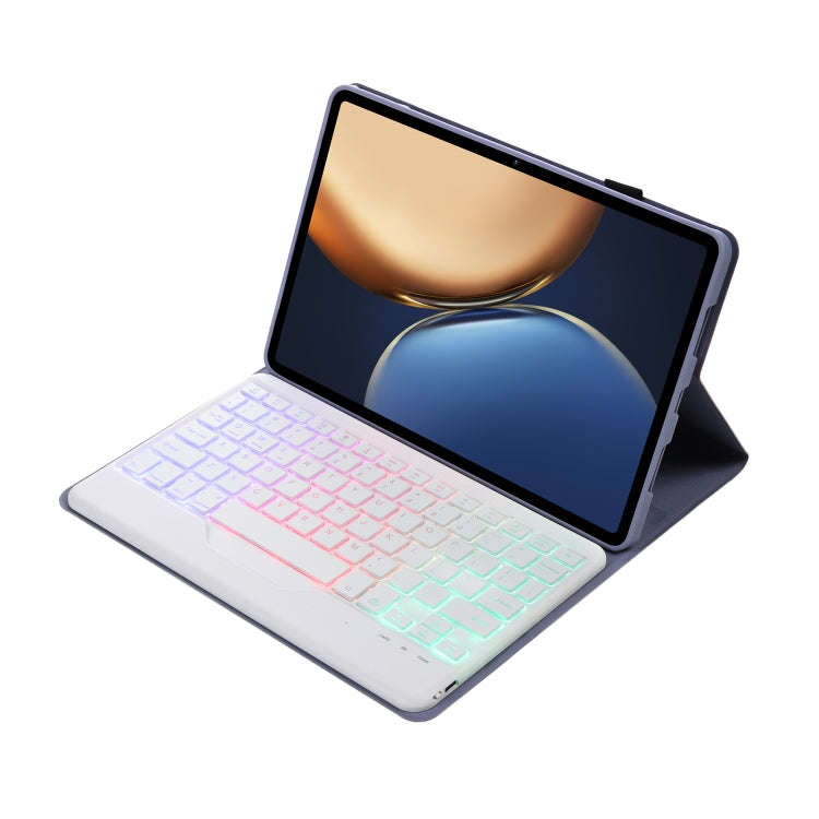 AHV7-BS Lambskin Texture Tri-color Backlight Bluetooth Keyboard Leather Tablet Case For Honor Pad...