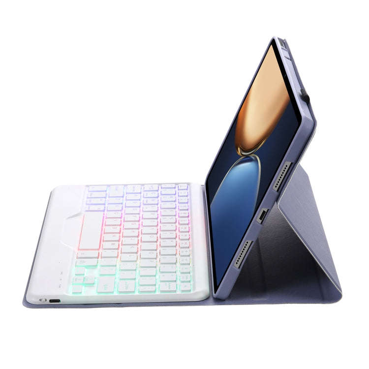 AHV7-BS Lambskin Texture Tri-color Backlight Bluetooth Keyboard Leather Tablet Case For Honor Pad...