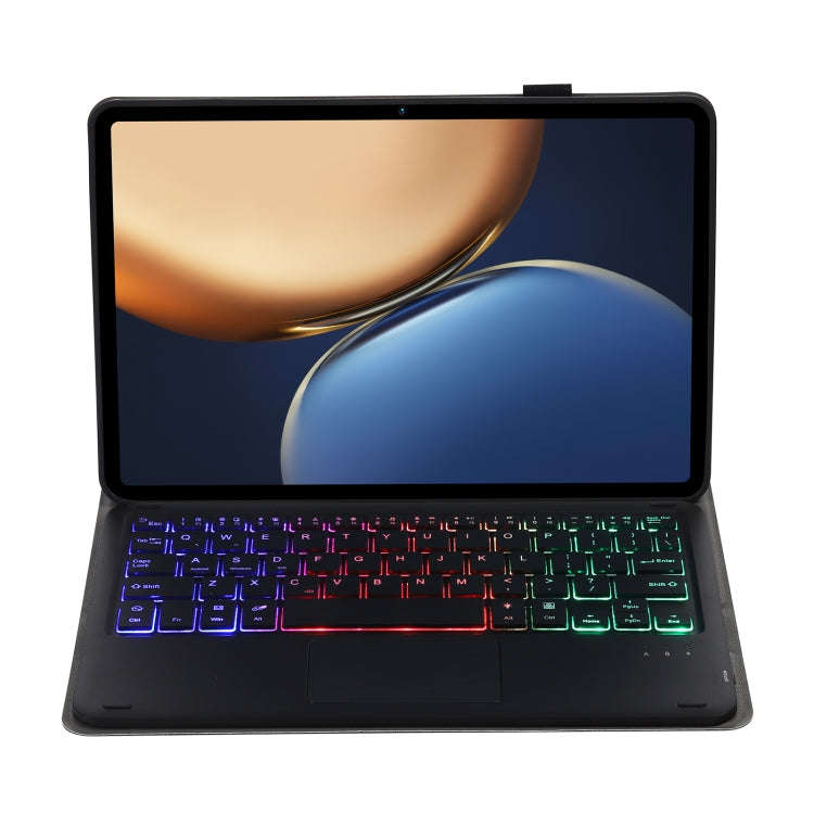 AHV7-AS Lambskin Texture Tri-color Backlight Bluetooth Keyboard Leather Tablet Case with Touchpad...