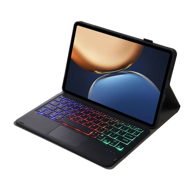 AHV7-AS Lambskin Texture Tri-color Backlight Bluetooth Keyboard Leather Tablet Case with Touchpad...
