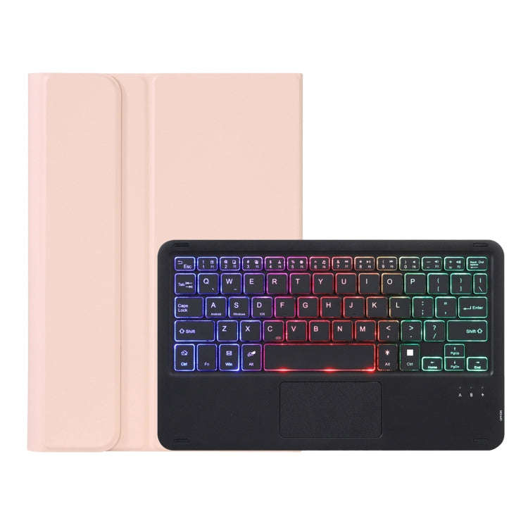 AHV7-AS Lambskin Texture Tri-color Backlight Bluetooth Keyboard Leather Tablet Case with Touchpad...