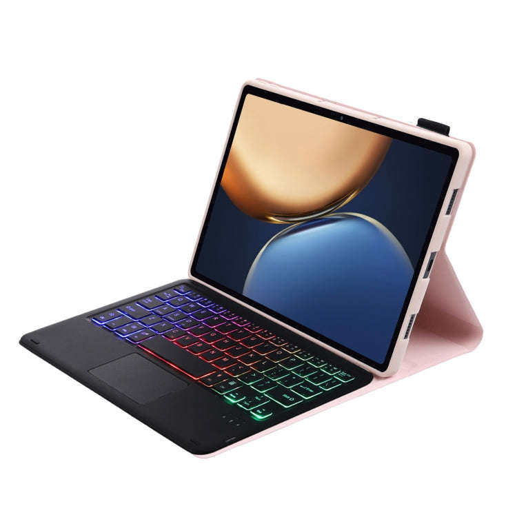 AHV7-AS Lambskin Texture Tri-color Backlight Bluetooth Keyboard Leather Tablet Case with Touchpad...