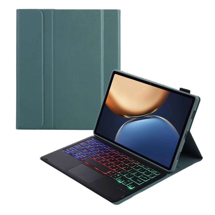 AHV7-AS Lambskin Texture Tri-color Backlight Bluetooth Keyboard Leather Tablet Case with Touchpad...
