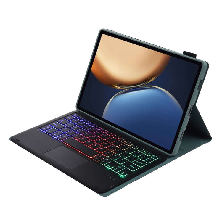 AHV7-AS Lambskin Texture Tri-color Backlight Bluetooth Keyboard Leather Tablet Case with Touchpad...