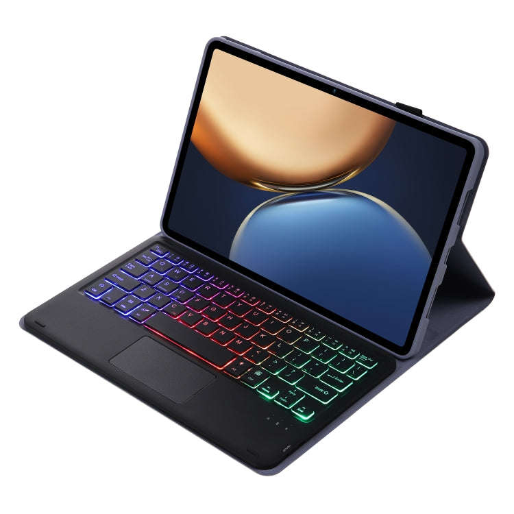 AHV7-AS Lambskin Texture Tri-color Backlight Bluetooth Keyboard Leather Tablet Case with Touchpad...