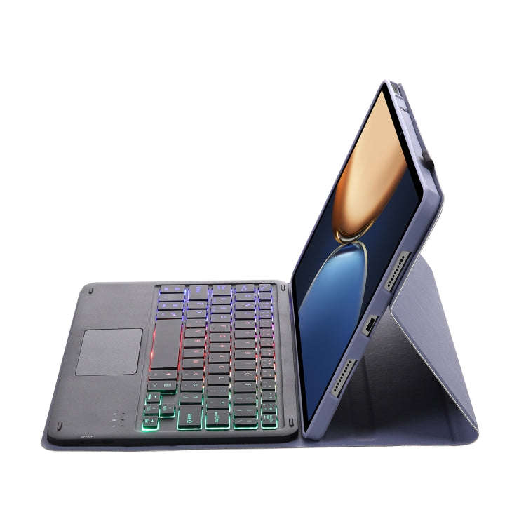 AHV7-AS Lambskin Texture Tri-color Backlight Bluetooth Keyboard Leather Tablet Case with Touchpad...