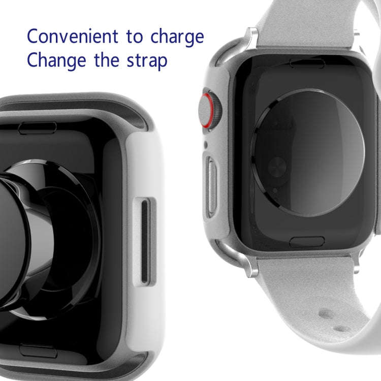 2 in 1 PC Frame + Tempered Glass Protector Case For Apple Watch Series 9 / 8 / 7 45mm(White)