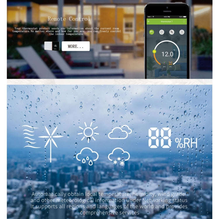 BHT-005-GC 220V AC 3A Smart Home Heating Thermostat for EU Box, Control Boiler Heating with Only ...