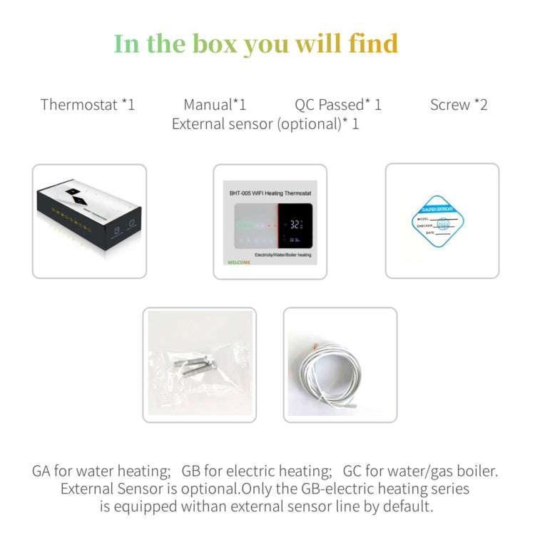 BHT-005-GC 220V AC 3A Smart Home Heating Thermostat for EU Box, Control Boiler Heating with Only ...