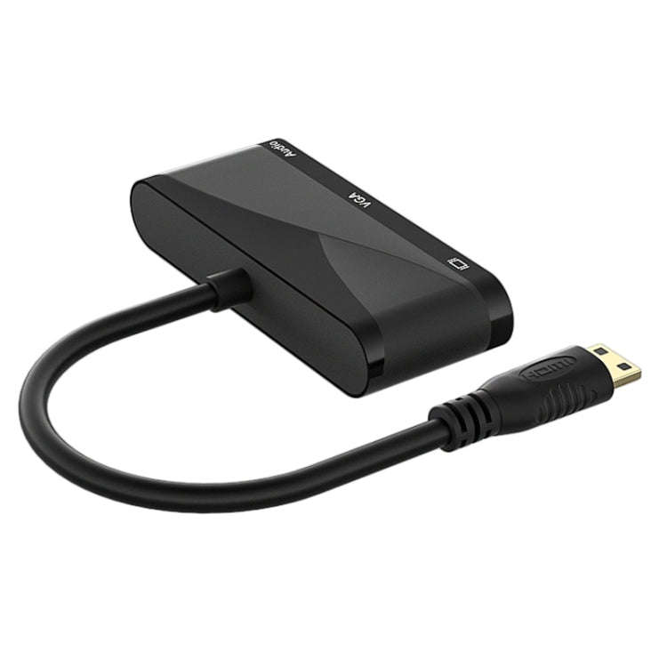 h114 3 in 1 Mini HDMI to HDMI + VGA + 3.5 Audio Converter Cable(Black)