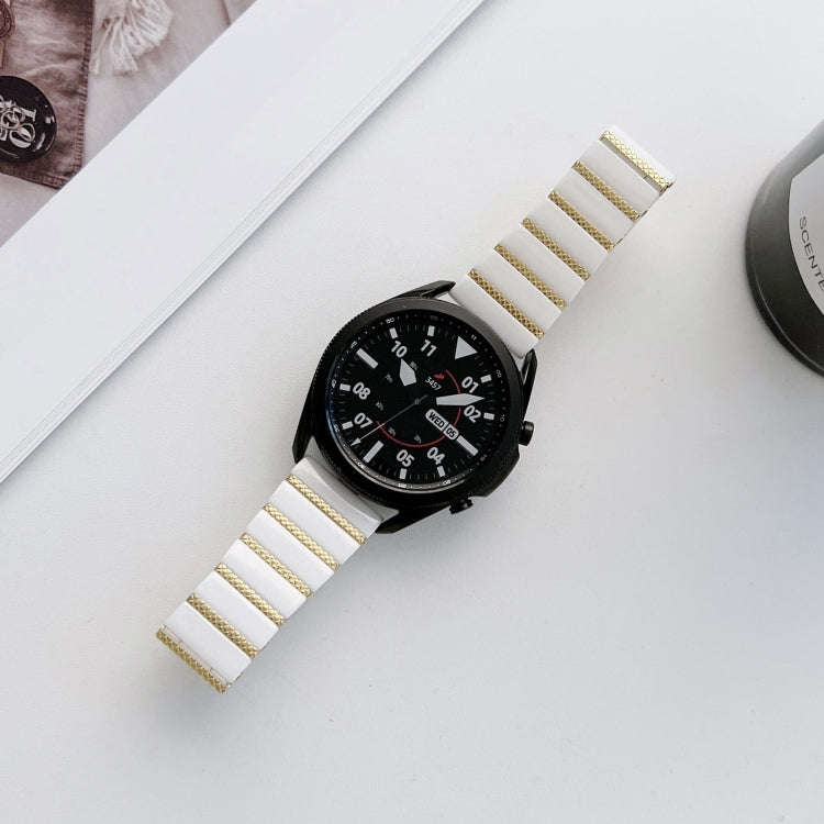 20mm Ceramic One-bead Steel Watch Band(White Gold)